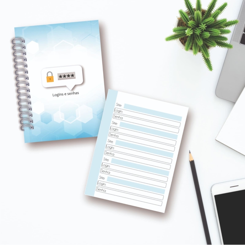 Mini Caderno Login e senhas